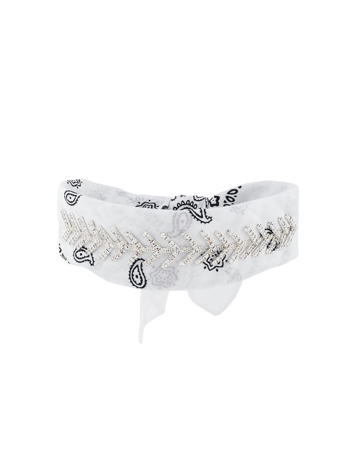 Fallon Jewel Embellished Bandana Choker - White