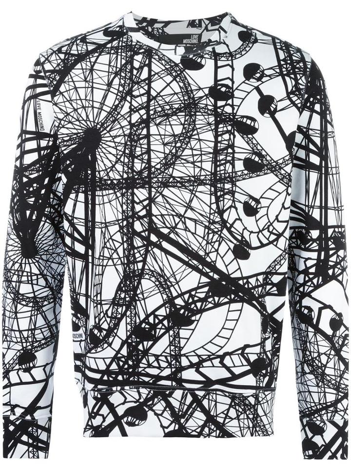 Love Moschino Rollercoaster Print Sweatshirt, Men's, Size: Medium, White, Cotton