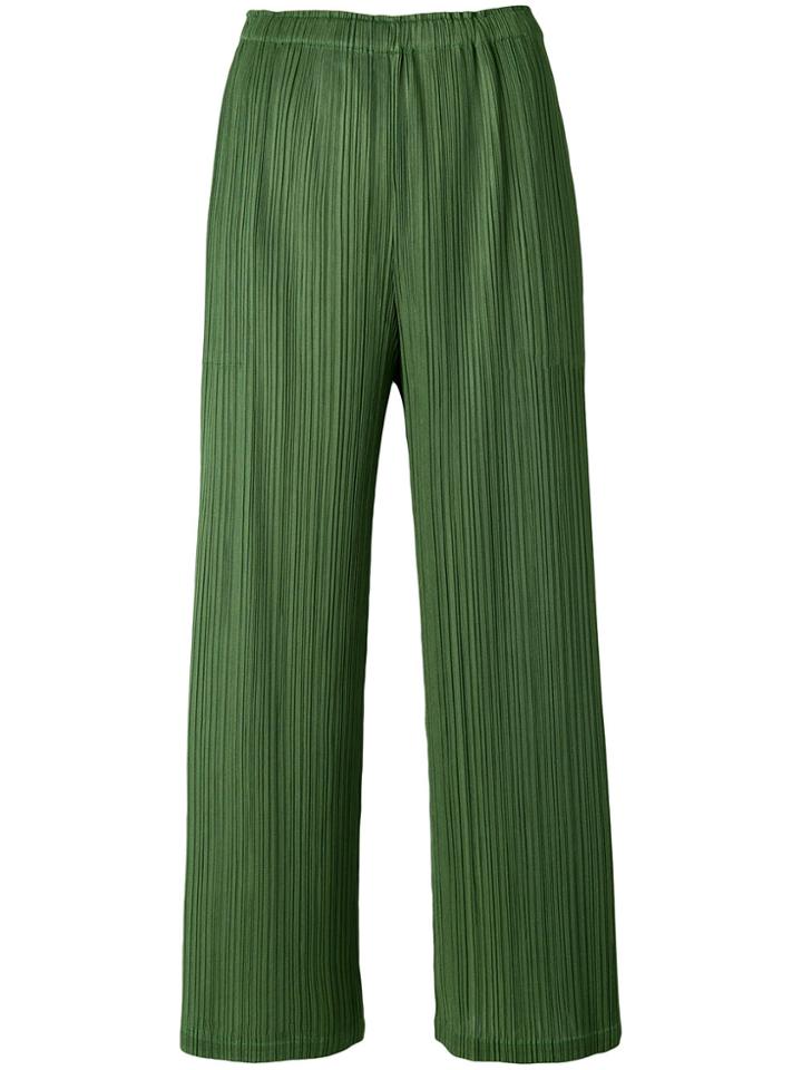 Pleats Please By Issey Miyake Pleated Detail Flared Trousers - Green