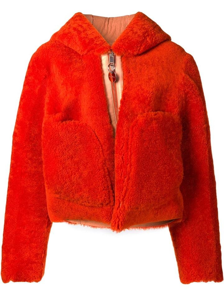Diesel Hooded Shearling Coat - Yellow & Orange