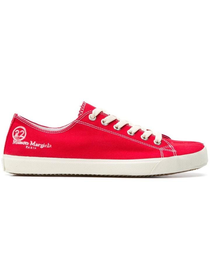 Maison Margiela Denim Tabi Toe Sneakers - Red