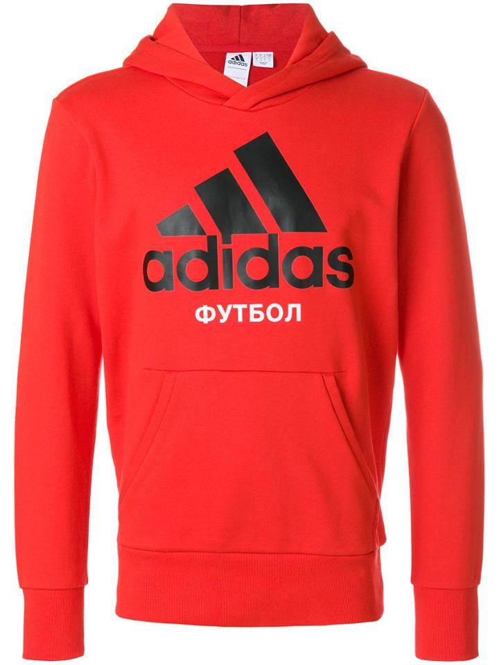 Gosha Rubchinskiy Slogan Front Hoodie - Red