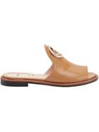 Fendi F Logo Mules - Brown
