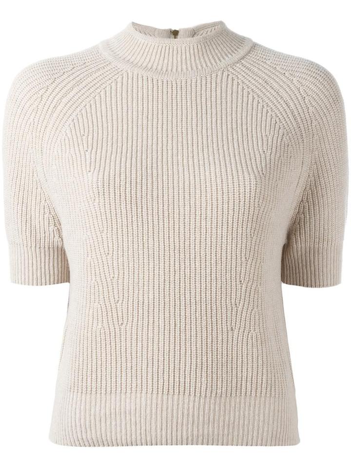 Erika Cavallini Ribbed Knit Top, Women's, Size: Large, Nude/neutrals, Cashmere/virgin Wool