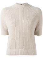 Erika Cavallini Ribbed Knit Top, Women's, Size: Large, Nude/neutrals, Cashmere/virgin Wool