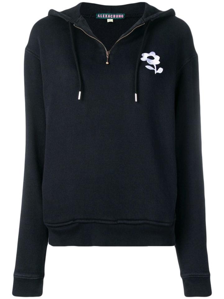 Alexa Chung Daisy Embroidered Hoodie - Black