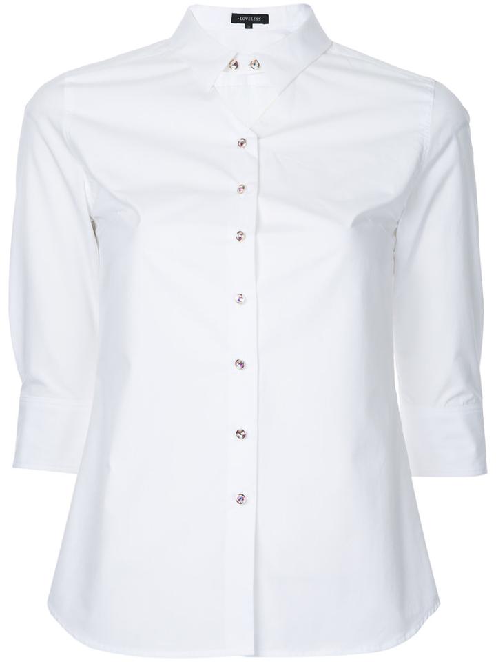Loveless - Cut Out Collar Shirt - Women - Cotton - 36, White, Cotton