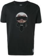 Fendi - Karlito T-shirt - Men - Cotton/lamb Skin/crystal - 50, Black, Cotton/lamb Skin/crystal