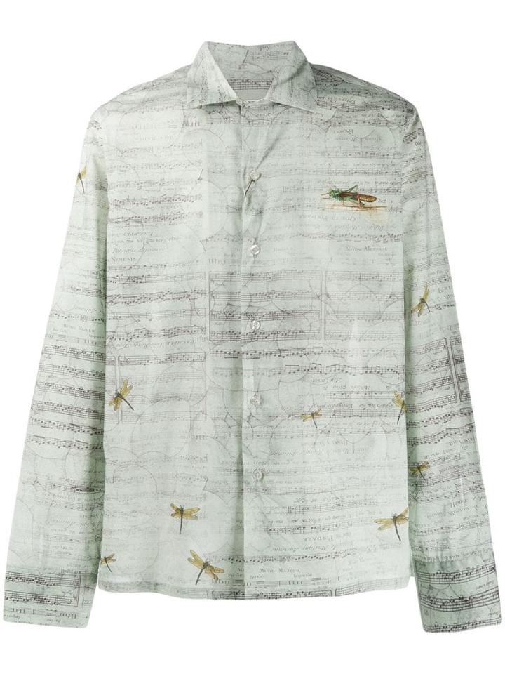 Etro Music Sheet Print Shirt - Green