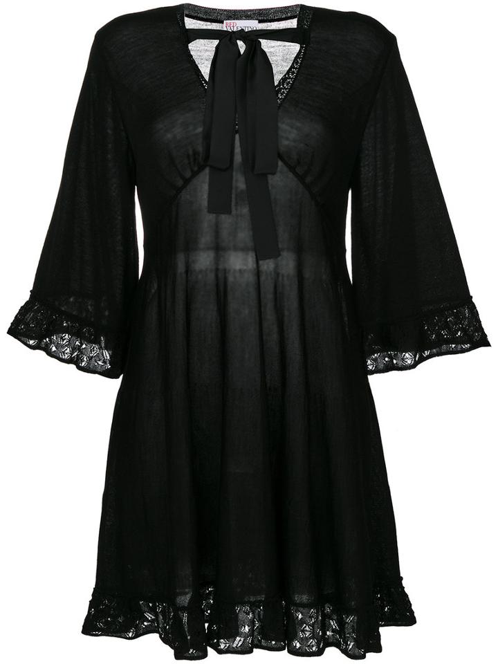 Red Valentino - Lace Trim Flared Dress - Women - Acrylic/polyester/wool/virgin Wool - M, Black, Acrylic/polyester/wool/virgin Wool