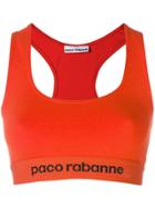 Paco Rabanne Logo Embroidered Sports Top - Yellow & Orange