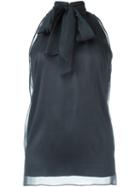 Brunello Cucinelli Tie Collar Blouse, Women's, Size: Small, Grey, Silk/brass