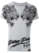 Philipp Plein 'double Tiger' T-shirt, Men's, Size: Large, Grey, Cotton