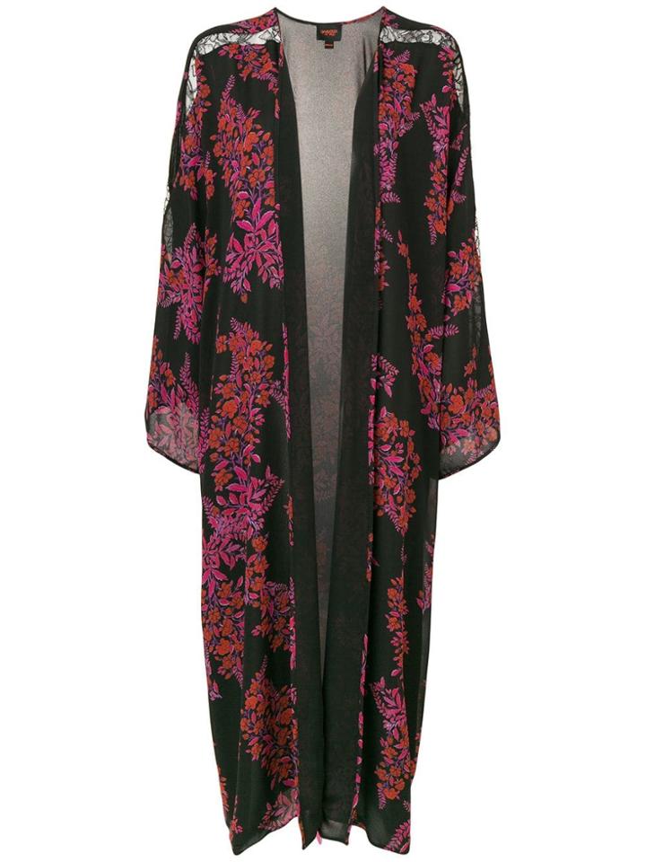 Giambattista Valli Floral Pattern Robe Coat - Black