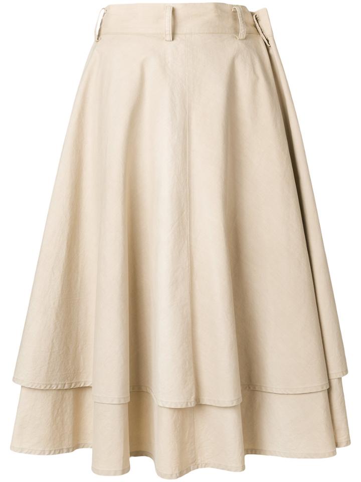 Yohji Yamamoto Vintage Draped Layered Midi Skirt - Black