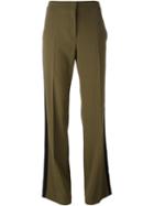 No21 Lateral Stripe Flared Trousers, Women's, Size: 40, Green, Polyester