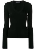 T By Alexander Wang Fitted V Top - Black