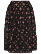 Simone Rocha Floral Embroidered Full Midi Skirt - Black