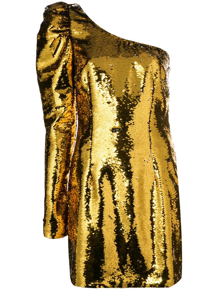 Amen Off Shoulder Sequin Dress - Metallic