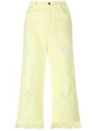 Marco Bologna Distressed Cropped Jeans, Women's, Size: 42, Yellow/orange, Cotton