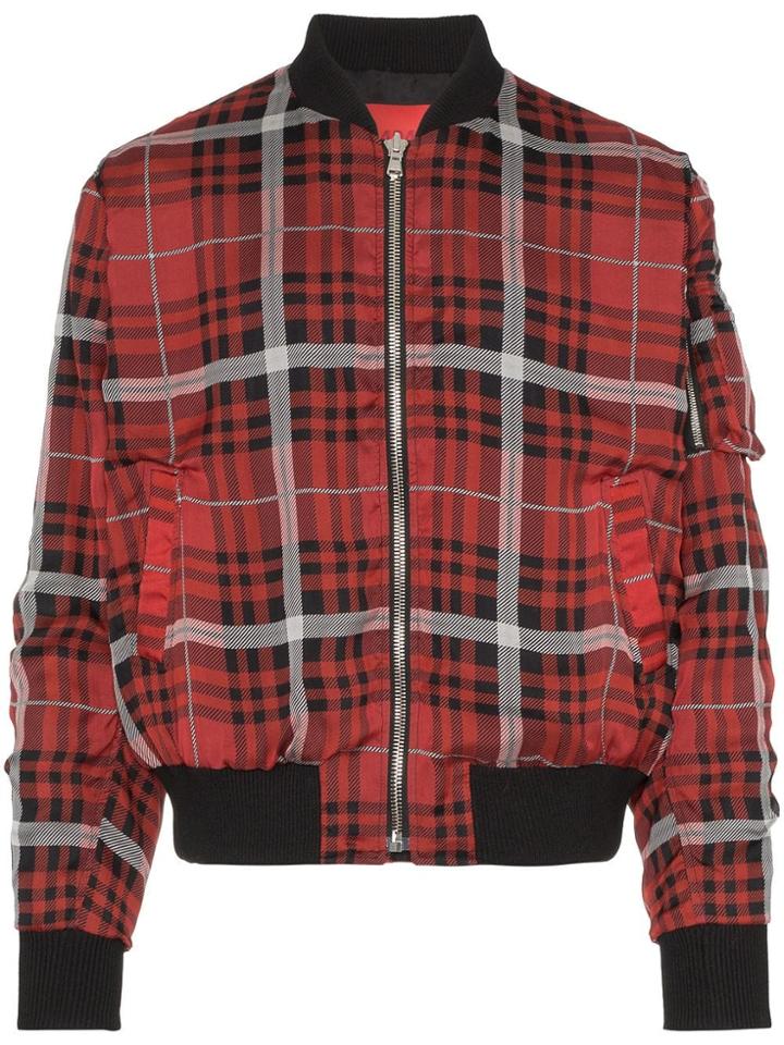 424 Checked Reversible Bomber Jacket - Red