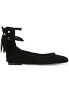 Rochas Strap Fastening Ballerina Shoes - Black