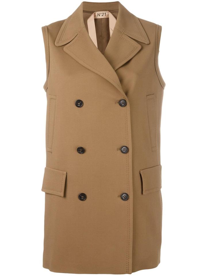 No21 Sleeveless Trench Coat - Brown