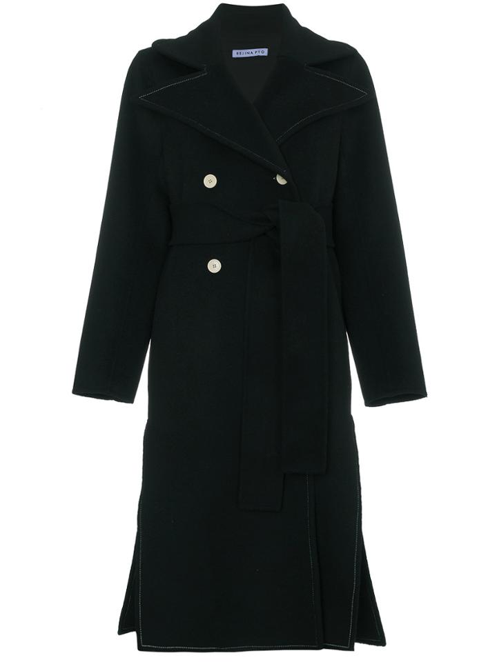 Rejina Pyo Wool Blend Double Breasted Coat - Black