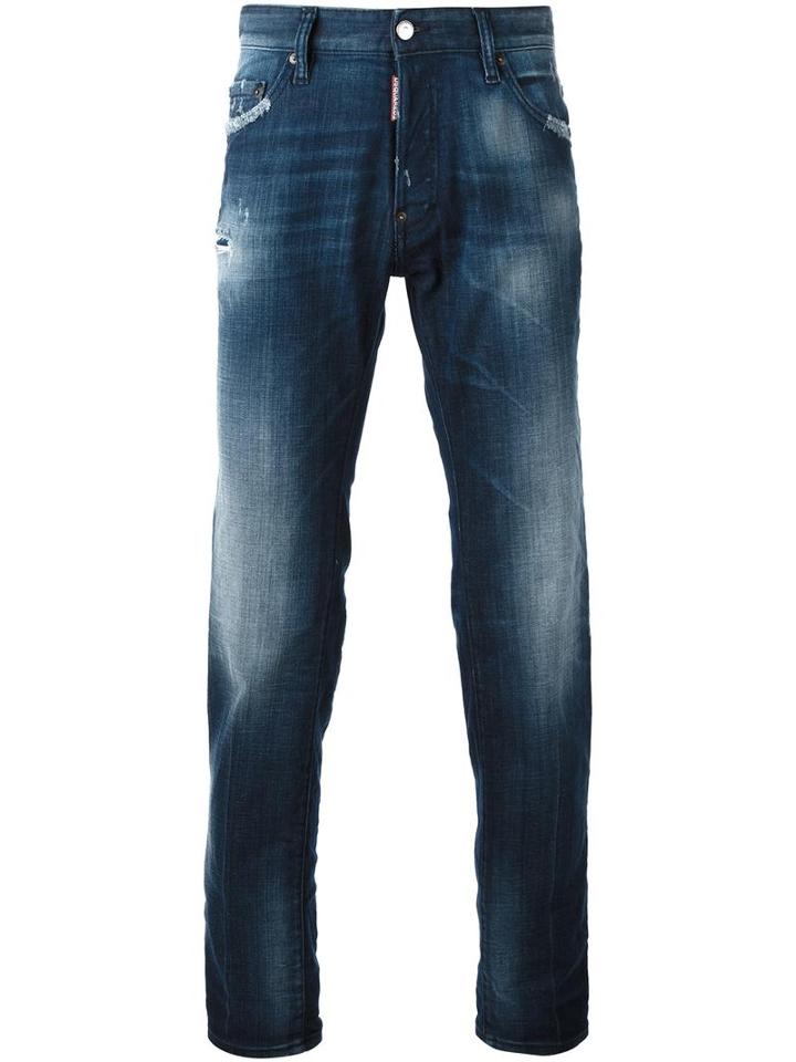Dsquared2 Straight Leg Jeans, Men's, Size: 46, Blue, Cotton/spandex/elastane