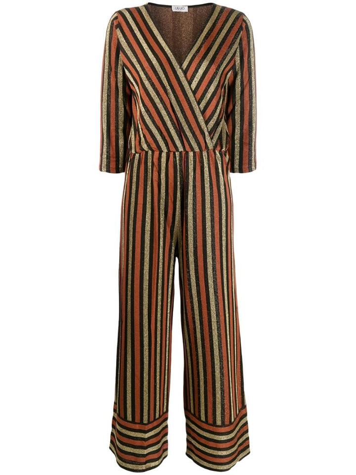 Liu Jo Glitter Stripe Jumpsuit - Black