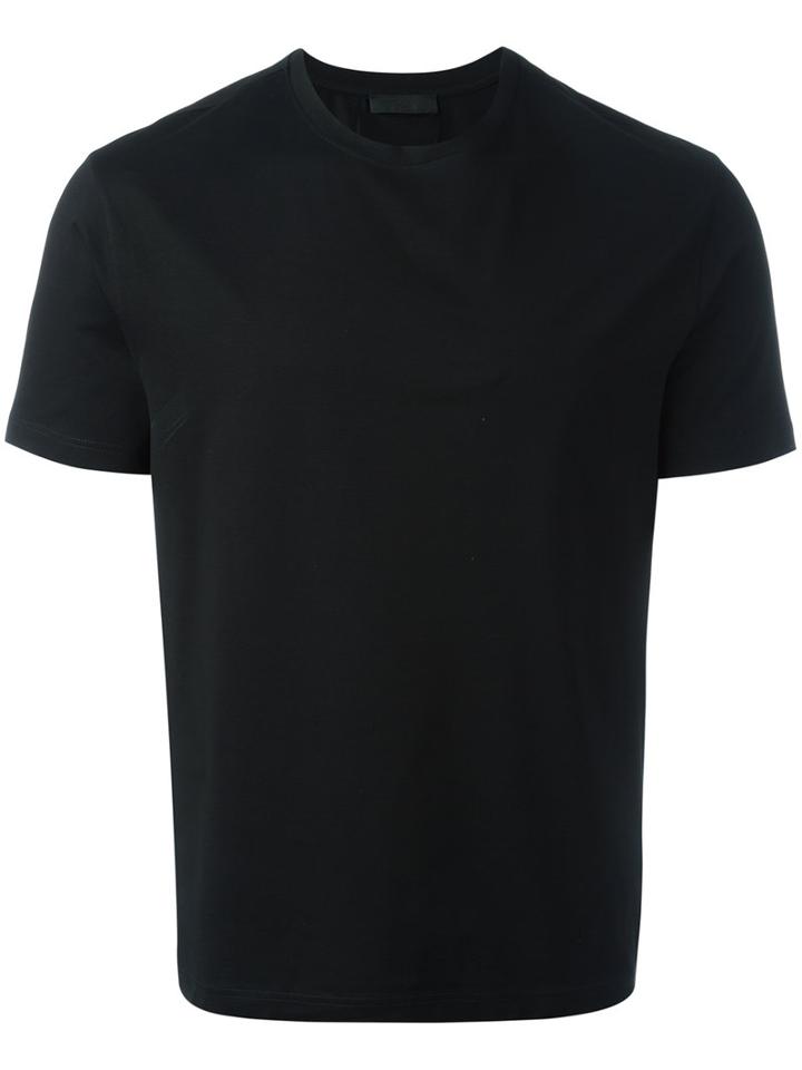 Prada Round Neck T-shirt, Men's, Size: Xl, Black, Cotton/spandex/elastane