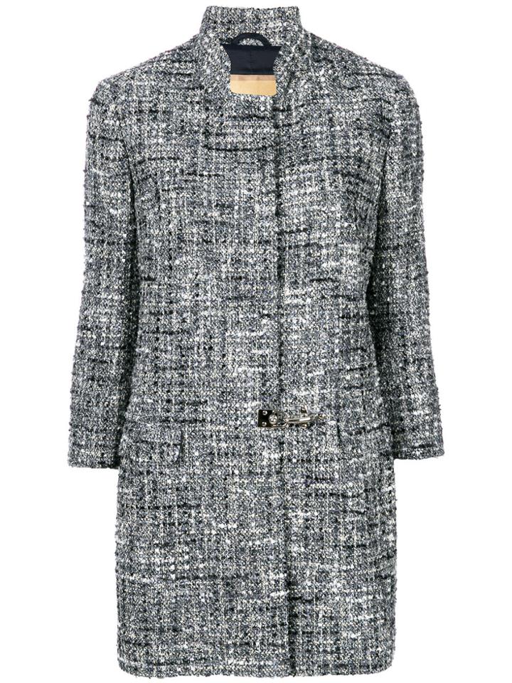 Fay Tweed Flip-lock Coat - Blue
