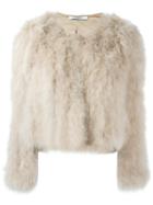 Givenchy Short Turkey Feather Jacket, Women's, Size: 40, Nude/neutrals, Silk/turkey Feather