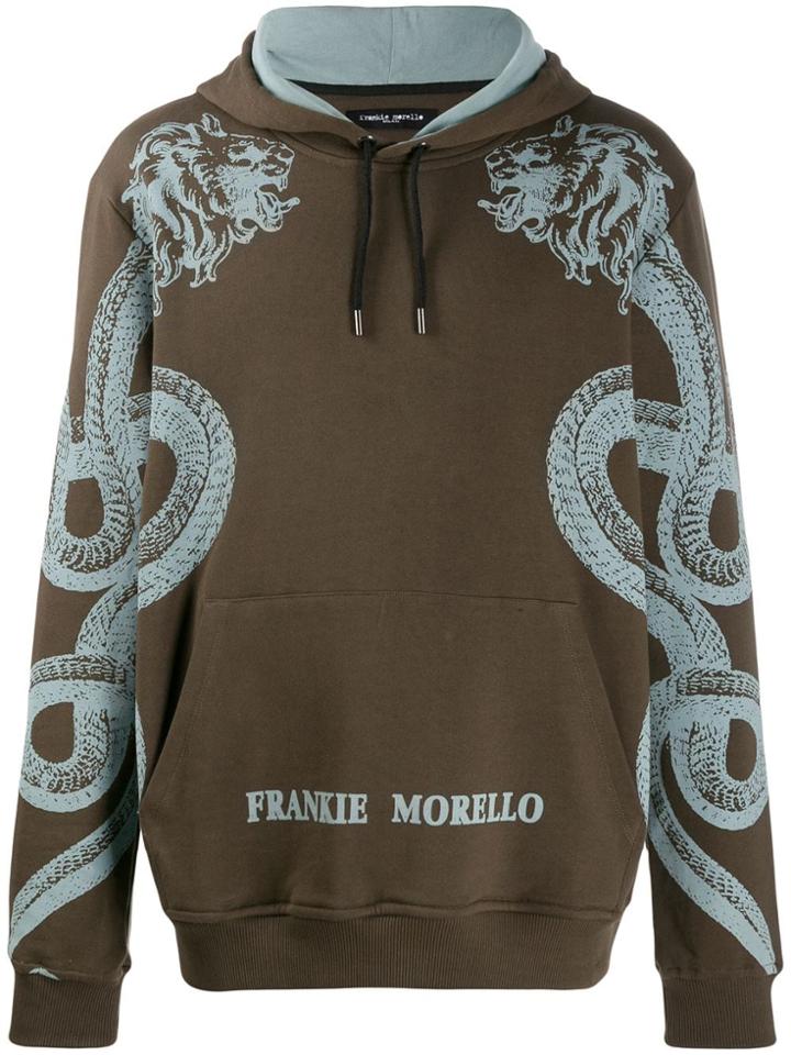 Frankie Morello Lion Snake Print Hoodie - Brown