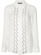 Jenni Kayne Piped Frill Shirt, Women's, Size: Small, White, Silk