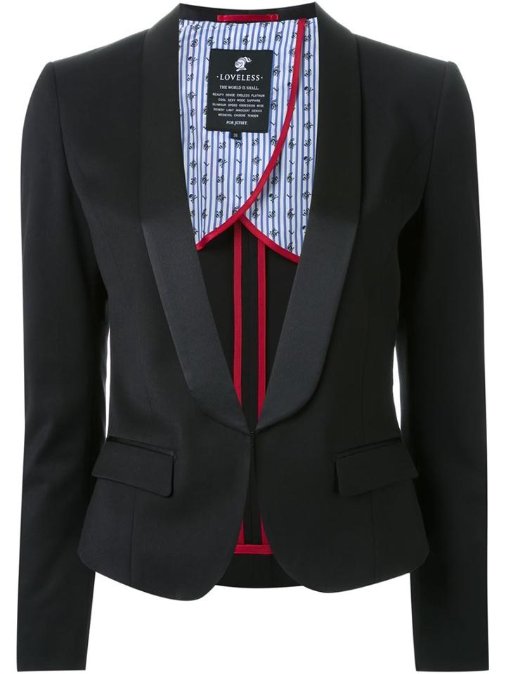 Loveless Tuxedo Blazer, Women's, Size: 34, Black, Cupro/polyester/polyurethane/rayon