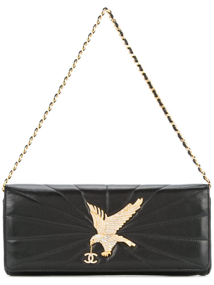 Chanel Vintage Eagle Plaque Shoulder Bag - Black