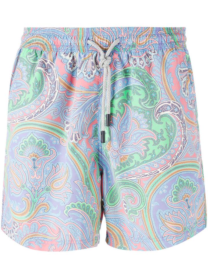 Etro Paisley Print Swim Shorts, Men's, Size: Xl, Nylon