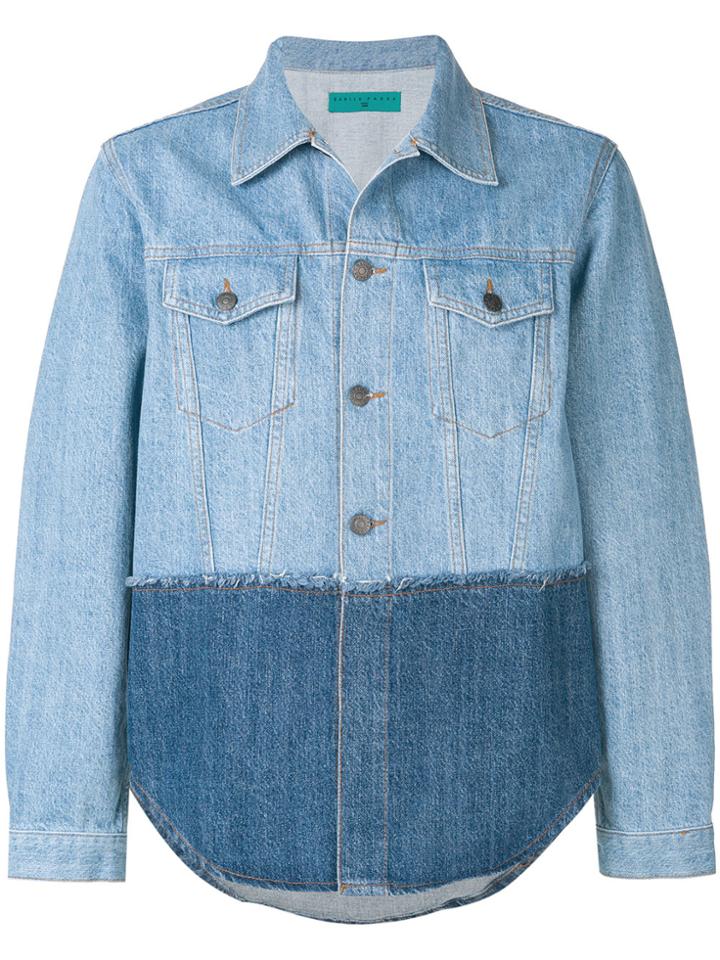 Paura Colour Block Denim Jacket - Blue