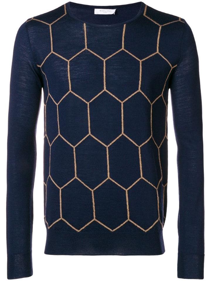 Boglioli Knit Patterned Sweater - Blue