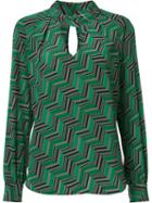 Trina Turk Geometric Pattern Blouse, Women's, Size: Xs, Green, Silk