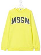 Msgm Kids Teen Logo Sweatshirt - Yellow