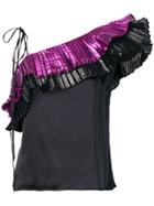 Coup De Coeur Metallic Ruffled-top - Black