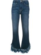 Frame Denim Frayed Hem Cropped Jeans - Blue