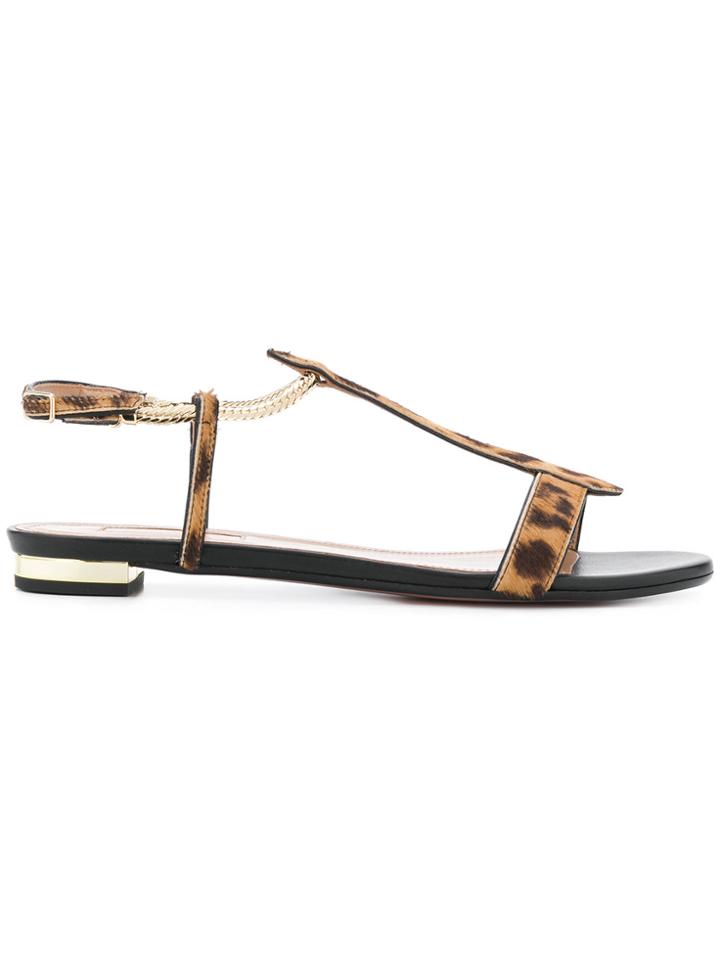 Aquazzura Vogue Leopard Sandals - Nude & Neutrals