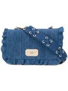 Red Valentino Red(v) Ruffle Trim Denim Bag - Blue