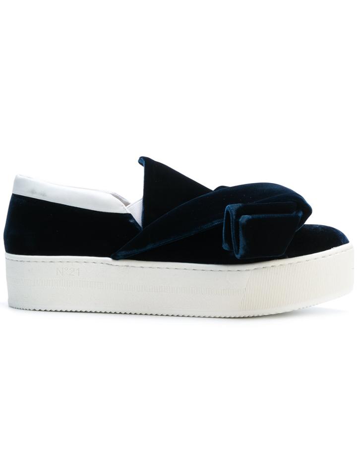 No21 Platform Abstract Bow Sneakers - Blue