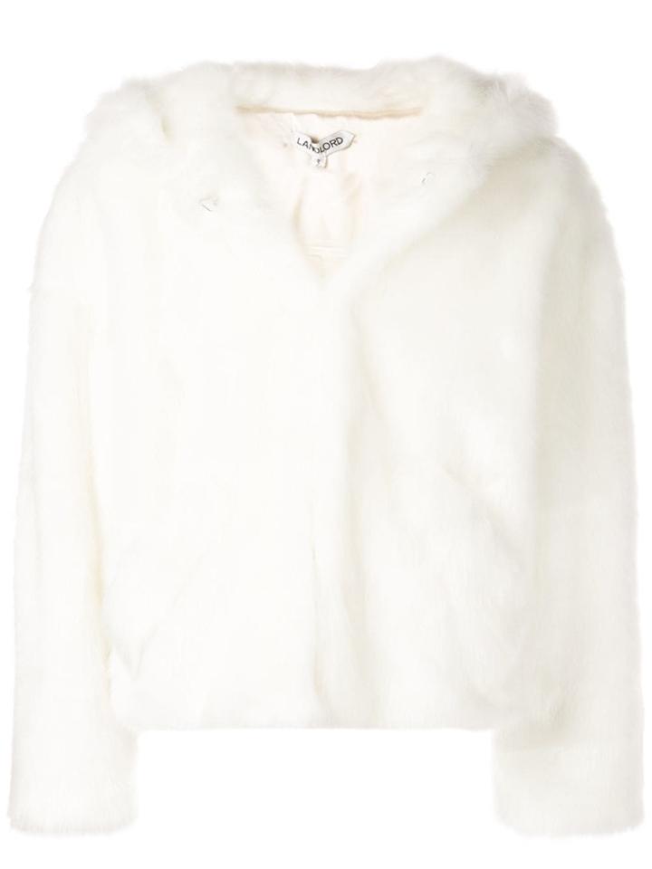 Landlord Hooded Faux Fur Jacket - White