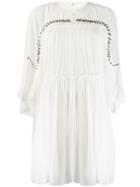 Chloé Metallic Studded Pleated Dress - White