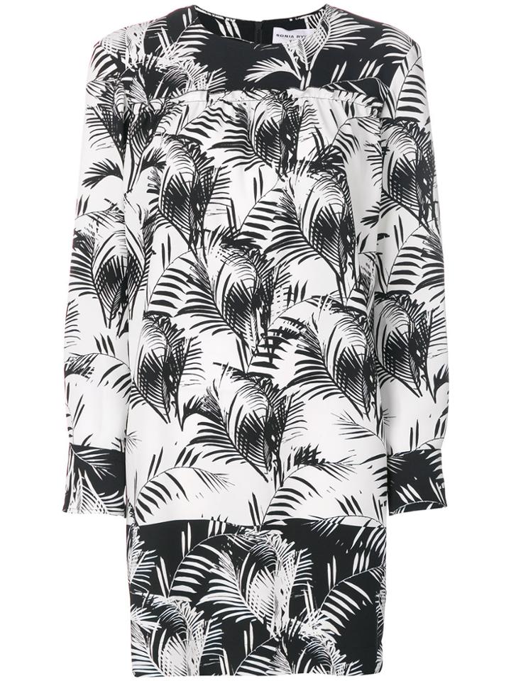Sonia Rykiel Palm Print Crepe Dress - Black